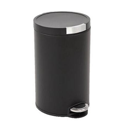 Balde Negro Mate, 5 Litros, Tapa Silenciosa, Anti Dedadas
